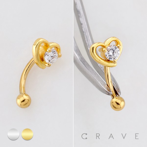 OPEN-HEART CZ 316L SURGICAL STEEL CURVED BARBELL/EYEBROW
